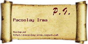 Pacsolay Irma névjegykártya